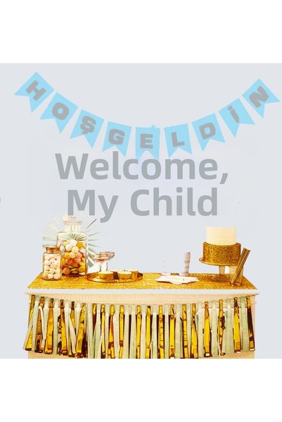 Generic Brand Welcome My Son Blue with Silver Newborn Baby Birth Decoration B...