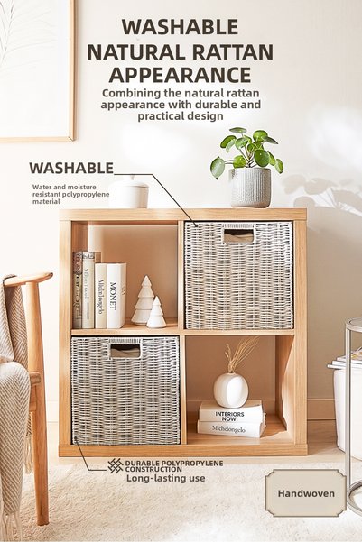 Ocean Home Textile 2-Piece Washable Gray Pp Rattan Closet Laundry Children's ...