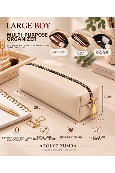 ATÖLYE ZÜMRA Large Boy Organizer Bag – Multi-Purpose Pen Holder, Makeup and A...