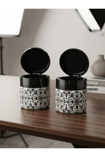 Adalinhome Scrumieră din sticlă cu capac – Design elegant anti-miros, 2 bucăți