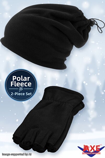 AXE SPORTSWEAR Winter Black Fleece 2-Piece Set Convertible Drawstring Neck Ga...