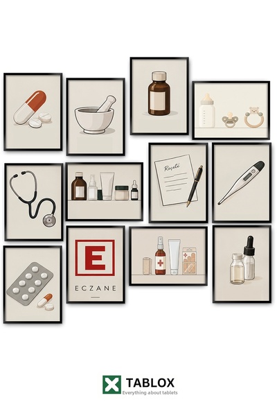 TABLOX 12 piese Farmacie Sănătate Spital Medical Doctor Medicină Set decorativ de pictură pe perete din MDF