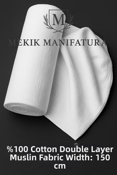 MEKİK MANİFATURA قماش موسلين مزدوج الطبقات من القطن بنسبة 100%، 25 مترًا
