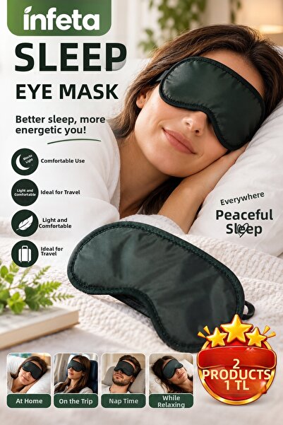 İnfeta Black Sleep Eye Patch Mask Light Blocking Travel and Rest Eye Patch