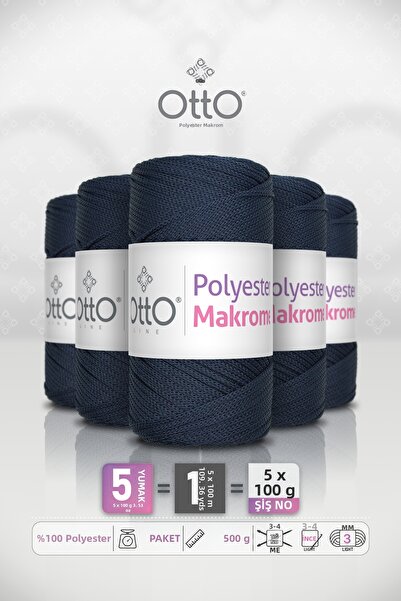OTTO LINE ΠΟΛΥΕΣΤΕΡ ΜΑΚΡΟΜΕ • Ναυτικό μπλε • Συσκευασία 5 τεμαχίων × 100 γρ /...