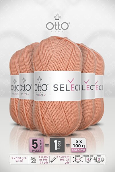 OTTO LINE Select • Yavru Ağzı (9533) • 5-Pack × 100 Gr / 280 m • Acrylic Hand...