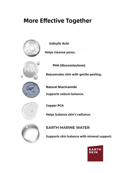 Camu Pore Tightening Anti-Blackhead Sebum Balancing Set |   Pore Blur System (Salicylic Acid Facial Wash Gel + Pha Tonic + Niacinamide Serum)