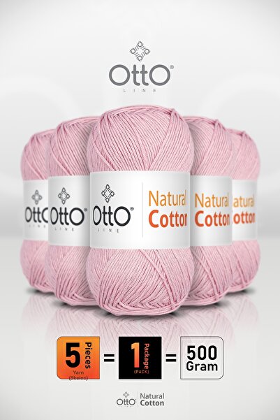 OTTO LINE قطن طبيعي • وردي (6034) • عبوة من 5 × 100 جرام / 200 متر • 2 مم • خ...