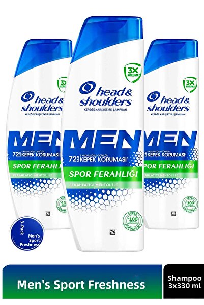 Head & Shoulders شامبو رياضي منعش للرجال بالمنثول فعال ضد القشرة 330 مل × 3 قطع