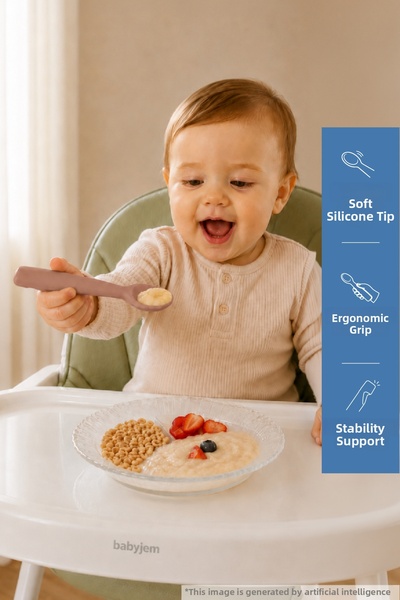 Babyjem Soft Tip Silicone Spoon Latte