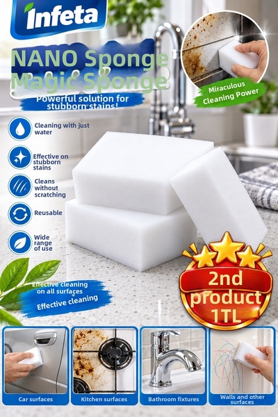İnfeta Λευκό 10x6x2 εκ. Nano Eraser Magic Cleaning Sponge Καθαριστικό για λεκ...