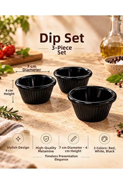 PALU GASTRO Set of 3 Melamine Sauce Bowls 7 cm Mini Sauce Bowls Red / White /...