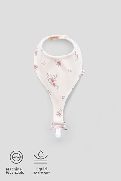 Little Gusto Organic Cotton Baby Ecru Pacifier Holder Bib