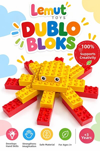 Lemut 100 Pieces Dublo Bloks Building Set Children's Educational Block Toy (Compatible with Duplo Series)