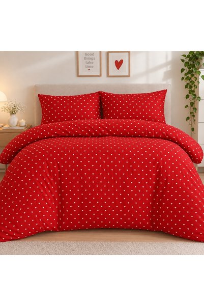 calinahome Heart-Shaped Double Duvet Cover Set (100% Cotton)