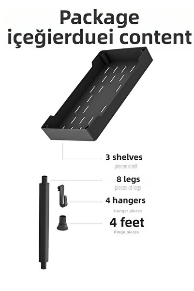 Mowo Home 3-Tier Black Bathroom Organizer Shelf System, Makeup Cosmetic Organizer Shelf