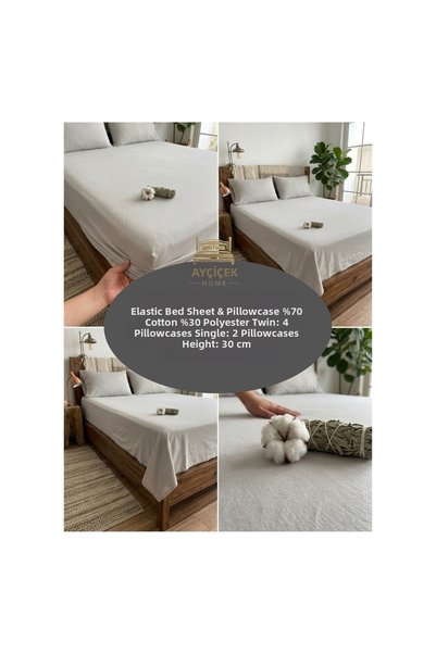 ayçiçek home Single Rubberized Sheet 100/200 Bed Size 2 Pillowcases