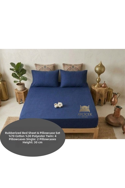 ayçiçek home Single Rubberized Sheet 100/200 Bed Size 2 Pillowcases