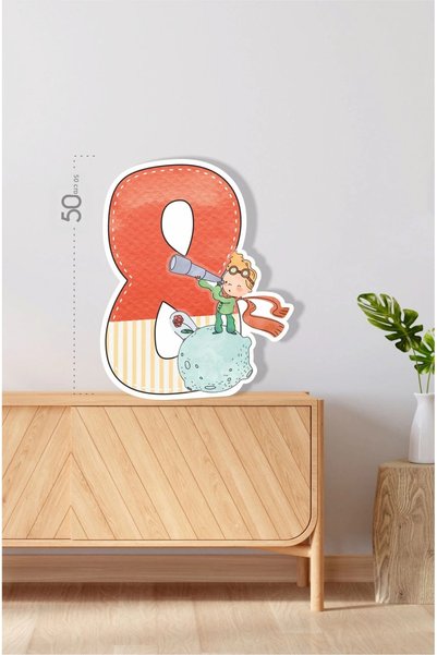 neşeli günlerim The Little Prince Themed 8 Year Old *50 cm Standing Figure Board |   Table Decoration |   Birthday Welcome Board
