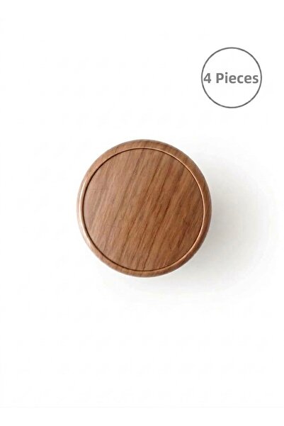 Generic Brand Modern Wooden Patterned Button Handle 5.5 cm - Hard Plastic - Drawer and Cabinet Handle 4 Pieces