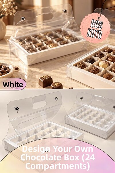 Dantelux 24-Compartment Chocolate Box with Transparent Bag (Empty) White