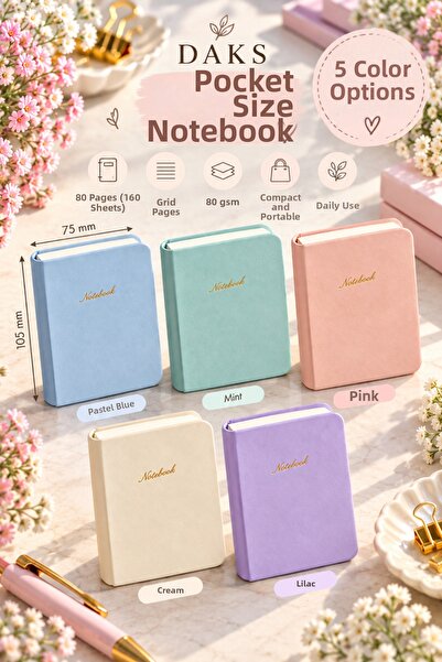 Daks Pocket Size Notebook 10.5 X 7.5 cm Lined Mini Notebook 80 Sheets 80 Gr -...