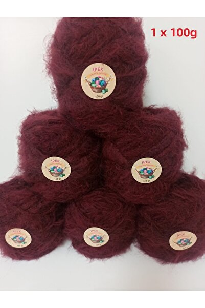 İPEK YÜN İPLİK DÜNYASI Fir de tricotat Moher cu fibre groase (Roșu Claret) 100gr