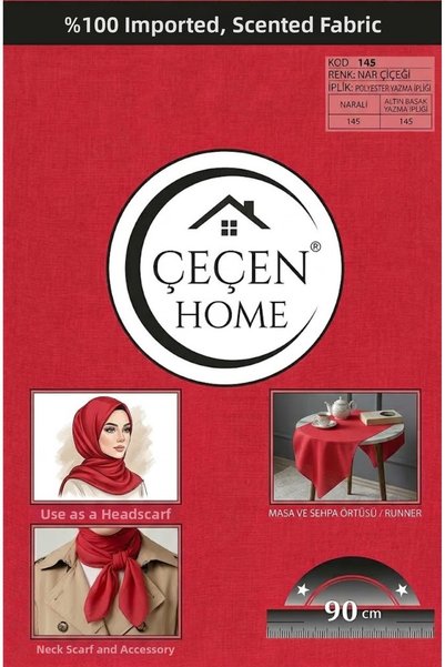 ÇEÇEN HOME 1 Piece 100% Imported Scented Writing 90 cm Straight Edge Pomegran...