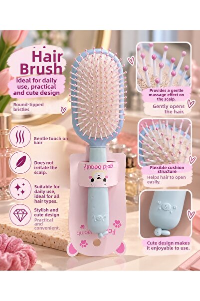 Gold Beauty Hair Combing Brush – Flexible Hair Detangling Comb with Round Tip