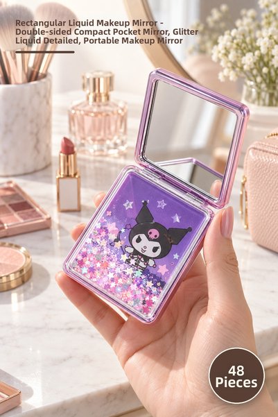 Yenilig 48 Pieces Rectangular Watery Makeup Mirror – Double-Sided Compact Poc...