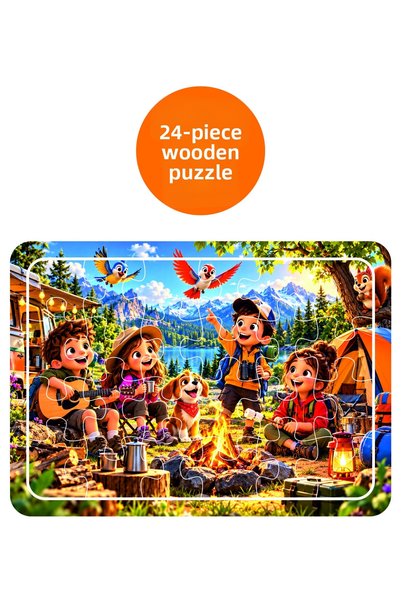 LİPYOS Camping, Music Entertainment 24 Piece Wooden Puzzle