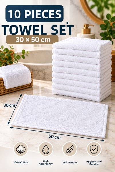 MEŞELİ TEKSTİL 10 Pieces 30X50 Multi-Purpose Towels