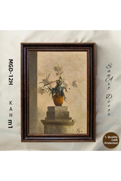 Sanart Simple Vase of Flowers Vintage Art Painting, Framed Wall Art Painting,...