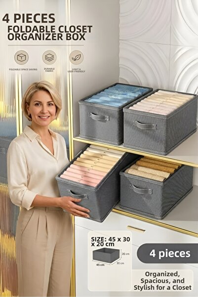MorPort 4 Pieces Foldable Closet Organizer Box 45X30X20 cm |   Clothing and G...