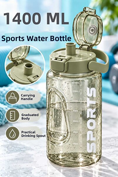 Sweet Ela 1400 ml Sports Water Bottle Bpa-Free, with Carrying Handle, Clear B...