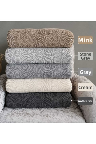 BASHTUGH TİCARET High Quality Sofa Cover Set |   3311 |   Water Pattern Jacquard Fabric Elastic Flexible Washable Sofa Bed Cover 4 Pieces | Sofa Cover