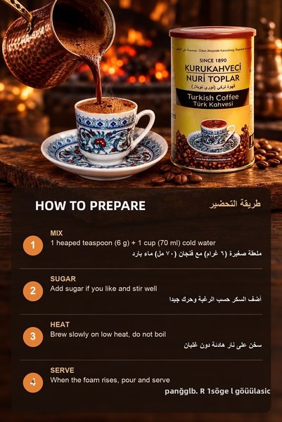 Nuri Toplar Kurukahveci Turkish Coffee 250 g X 1 Tin - Roasted in Wood Fire