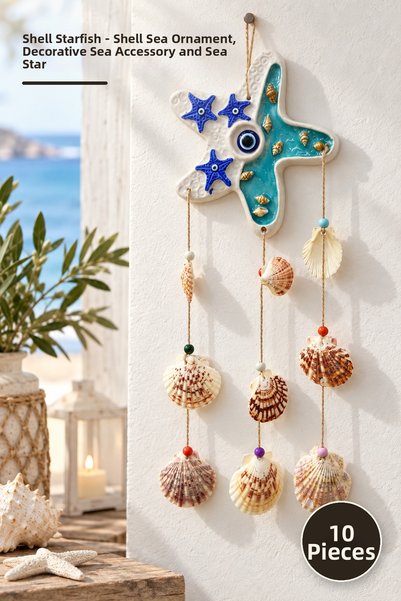Yenilig 10 Pieces of Sea Shell Stars – Shell Sea Ornament, Decorative Sea The...