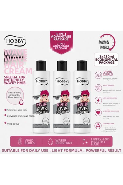 Hobby Hair Conditioner Special for Curly Hair 230 ml 3 Pieces (Requires Rinsing)