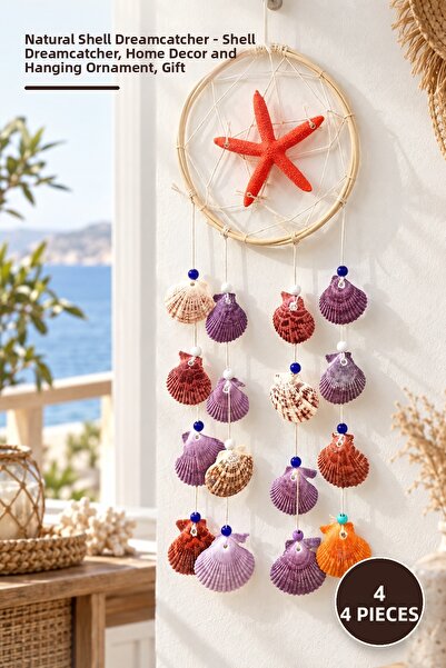 Yenilig 4 Pieces of Natural Seashell Dreamcatcher – Seashell Dreamcatcher, Ho...