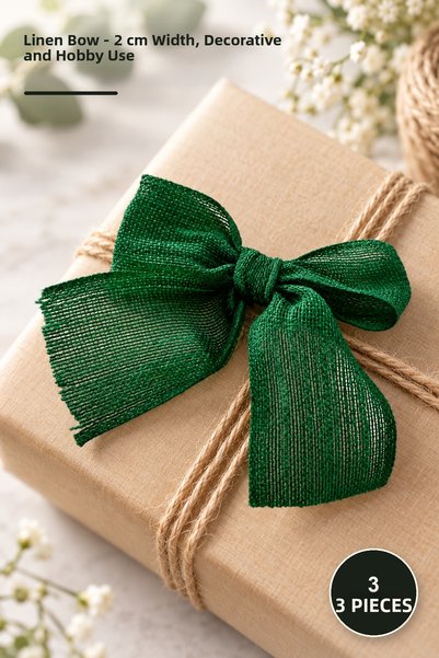 Yenilig 3 Pieces of Linen Bow – 2 cm Wide, for Decorative Purposes and Hobby ...