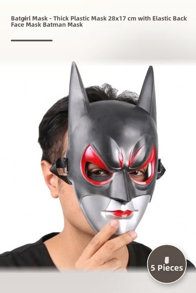 Yenilig 5 Pieces Batgirl Mask – Thick Plastic Mask 28X17 cm Face Mask with El...