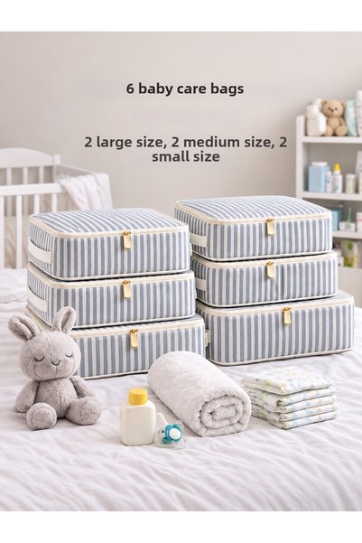ESMANA LIVING 6 Piece Striped Patterned Baby Care Bag Birth/Hospital Discharg...