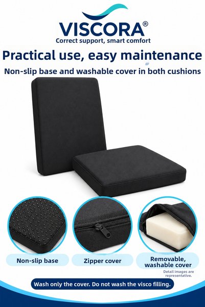 VISCORA Manager's and Office Chair Cushion Set of 2 – 100% Visco Long Back and Sitting Support