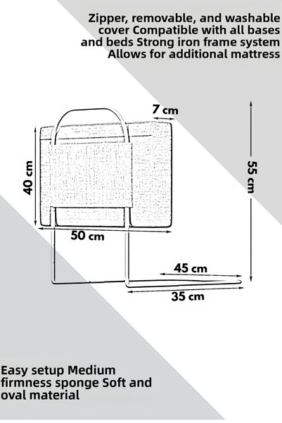 yatella New Generation Bed Barrier 50 X 40 cm Blue (3 Pieces) - Painted