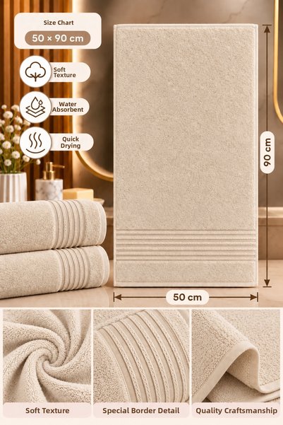 Softtowel's 2 Pack 100% Cotton Border Face Towels 50X90 cm High Water Absorbe...