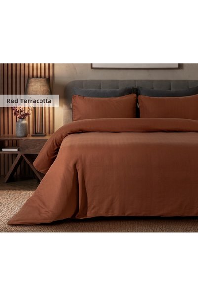 İyi Geceler İstanbul Signature Cotton Satin Double Duvet Cover Set - Red Tiles