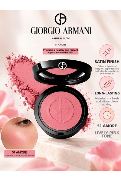 Giorgio Armani أحمر خدود لومينوس سيلك جلو 51 أمور 3.6 جرام - أحمر خدود بملمس ...