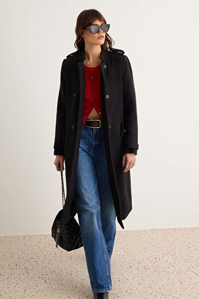 Trendyol Collection Black Relaxed Coat Twoaw27Kb00028