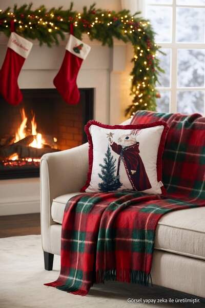 TRENDYOLMİLLA HOME Single Tassel Detailed New Year Concept Cushion Cover 43X4...